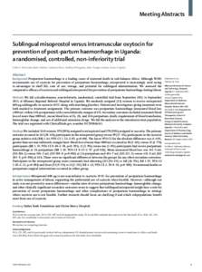 Sublingual misoprostol versus intramuscular oxytocin for prevention of post-partum haemorrhage in Uganda: a randomised, controlled, non-inferiority trial