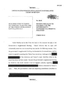 CR 0~57  UNITED STATES FOREIGN INTELLIGENCE SURVEILLANCE COURT OF REVIE\V  -l