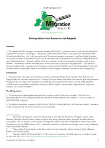 MigrationWatch UK - Briefing Paper