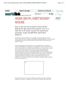 WLO: November/December 1999: ADAM SMITH, MEET MICKEY MOUSE  Go to Issue... Page 1 of 7