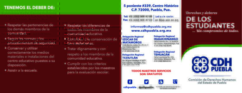 00 Lada sin costo: 03 Comisión de Derechos Humanos del Estado de Puebla