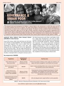 Volume-I, Issue-II  Policy Brief GOVERNANCE & URBAN POOR