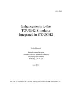 LBNL-TBD  Enhancements to the TOUGH2 Simulator Integrated in iTOUGH2