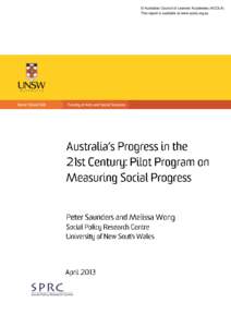 © Australian Council of Learned Academies (ACOLA) This report is available at www.acola.org.au Research Team Peter Saunders and Melissa Wong Contact for follow up 