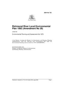 2004 No 722  New South Wales Richmond River Local Environmental Plan[removed]Amendment No 28)