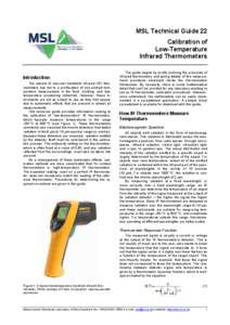 MSL Technical Guide 22 Calibration of Low-Temperature Infrared Thermometers  Introduction