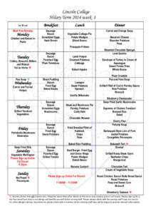 Lincoln College Hilary Term 2014 week 1 1st Week Breakfast