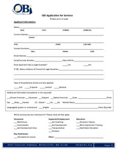 OBI Application for Services (Please print or type)