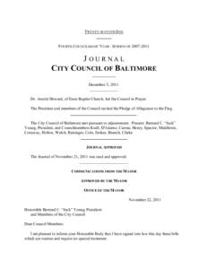 TWENTY-SEVENTH DAY  FOURTH COUNCILMANIC YEAR - SESSION OFJOURNAL CITY COUNCIL OF BALTIMORE