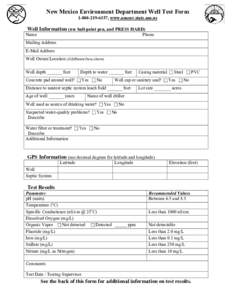 New Mexico Environment Department Well Test Form