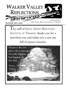 NEWSLETTER of  GREAT SMOKY MOUNTAINS INSTITUTE AT TREMONT WINTER[removed]