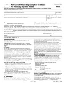 2008 Form 590-P - Nonresident Withholding Exemption Certificate for Previously Reported Income
