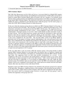 DRAFT[removed]Financial Analysis Handbook—2014 Annual/2015 Quarterly V. Group-wide Supervision—E. ORSA Procedures ORSA Summary Report The NAIC Risk Management and Own Risk and Solvency Assessment Model Act (Model #50