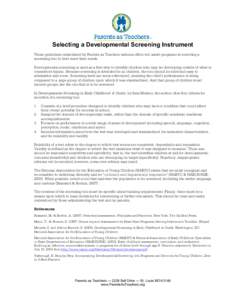 Microsoft Word - Selecting a Developmental Screening Instrument.doc