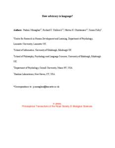 Language / Charles Sanders Peirce / Applied linguistics / Iconicity / Sound symbolism / Language acquisition / Vocabulary / Sign / Culture / Linguistics / Science / Semiotics