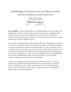 Microsoft Word - Press Note - Indian Insurance Awards[removed]_5_.docx