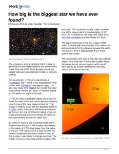 Stellar astronomy / Star types / Plasma physics / Sun / Photosphere / Star / Hypergiant / Jupiter / Solar System / Astronomy / Light sources / Space