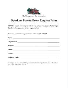 Speakers Bureau Request Form