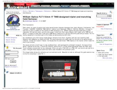 Astromart Reviews - William Optics FLT110mm f7 TMB designed triplet and matching field flattener