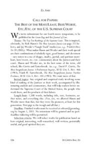 Ex  Ante    CALL  FOR  PAPERS:     THE  BEST  OF  THE  MOST/LEAST,  BEST/WORST,   ETC./ETC.  OF  THE  U.S.  SUPREME  COURT  