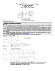 New England Society of American Foresters 95th WINTER MEETING March 24 – 27, 2015 Lake Morey Resort, Fairlee, VT[removed]Tuesday, March 24, 2015