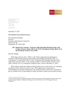 Wells Fargo Advisors, LLC Regulatory Policy One North Jefferson Avenue St. Louis, Missouri[removed]HO004[removed] (t)