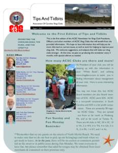 Tips And Tidbits Association Of Carolina Shag Clubs August 1, 2012 Volume 1, Issue 1 page 1