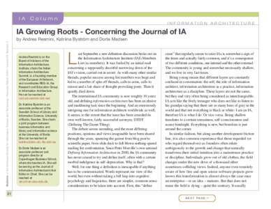 IA  Column INFORMATION ARCHITECTURE  Bulletin of the American Society for Information Science and Technology – February/March 2009 – Volume 35, Number 3