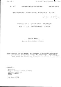 Tropical Cyclone Report 92/6, Tropical Cyclone Arthur[removed]December 1991