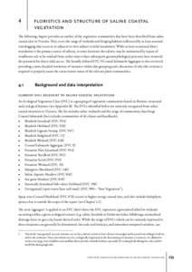 4	  floristics and structure of saline coastal vegetation  The following chapter provides an outline of the vegetation communities that have been described from saline