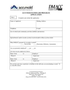 Microsoft Word - ACCUMOLD Scholars Application2.doc