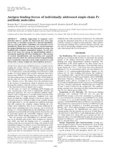 Proc. Natl. Acad. Sci. USA Vol. 95, pp. 7402–7405, June 1998 Biophysics Antigen binding forces of individually addressed single-chain Fv antibody molecules