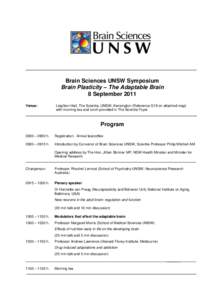 University of New South Wales / Biology / Science / Neuroplasticity / Neuroscience / Nervous system / Association of Commonwealth Universities