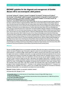 ESCMID PUBLICATIONS[removed][removed]ESCMID* guideline for the diagnosis and management of Candida diseases 2012: non-neutropenic adult patients