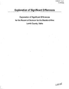 Concurrence Sheet for Explanation of Significant Differences for the Record of Decision for the Blackbird Mine, Lemhi County, Idaho.