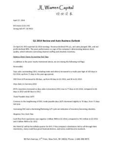 ` April 27, 2014 BYD AutoHK) Strong Sell (PT: 30 HKD)  Q1 2014 Review and Auto Business Outlook