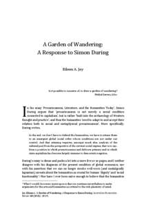 A Garden of Wandering: A Response to Simon During Eileen A. Joy Is it possible to conceive of, to draw a garden of wandering? Michel Serres, Atlas