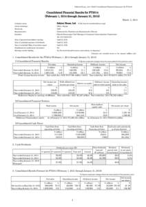 Sekisui House, Ltd[removed]Consolidated Financial Summary for FY2014  Consolidated Financial Results for FY2014 (February 1, 2014 through January 31, 2015) March 5, 2015 : Sekisui