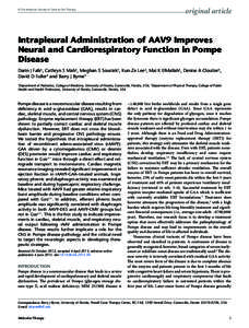 Intrapleural Administration of AAV9 Improves Neural and Cardiorespiratory Function in Pompe Disease