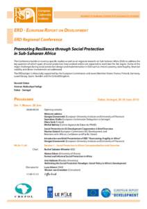 ROBERT SCHUMAN CENTRE FOR ADVANCED STUDIES  ERD - European Report on Development ERD Regional Conference Promoting Resilience through Social Protection in Sub-Saharan Africa