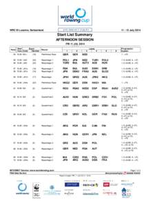 WRC III Lucerne, Switzerland[removed]July 2014 Start List Summary AFTERNOON SESSION