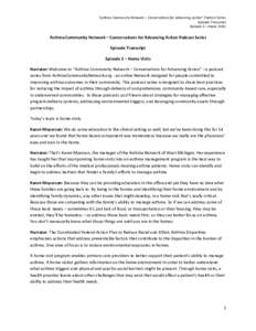 “Asthma Community Network – Conversations for Advancing Action” Podcast Series Episode Transcript Episode 2 – Home Visits Asthma Community Network – Conversations for Advancing Action Podcast Series Episode Tra