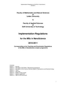 Implementation Regulations for the MSc in NanoScienceFaculty of Mathematics and Natural Sciences of Leiden University