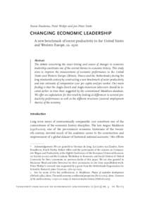 Ewout Frankema, Pieter Woltjer and Jan Pieter Smits  Changing Economic Leadership A new benchmark of sector productivity in the United States and Western Europe, ca. 1910