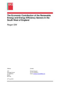 The Economic Contribution of the Renewable Energy and Energy Efficiency Sectors in the South West of England Regen SW  Address: