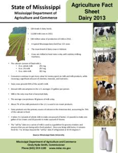 State of Mississippi Mississippi Department of Agriculture and Commerce Agriculture Fact Sheet