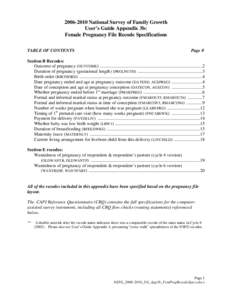 [removed]NSFG Pregnancy File Recode Specifications