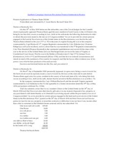 Southern Campaign American Revolution Pension Statements & Rosters Pension Application of Thomas Bates S35186 Transcribed and annotated by C. Leon Harris. Revised 9 June[removed]District of Kentucky Sct: On this 19th of Ma