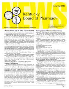 March[removed]Kentucky Board of Pharmacy Spindletop Administration Building 2624 Research Park Dr, Suite 302