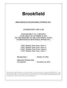 27SEP201123030211  BROOKFIELD RENEWABLE POWER INC. INFORMATION CIRCULAR WITH RESPECT TO A MEETING